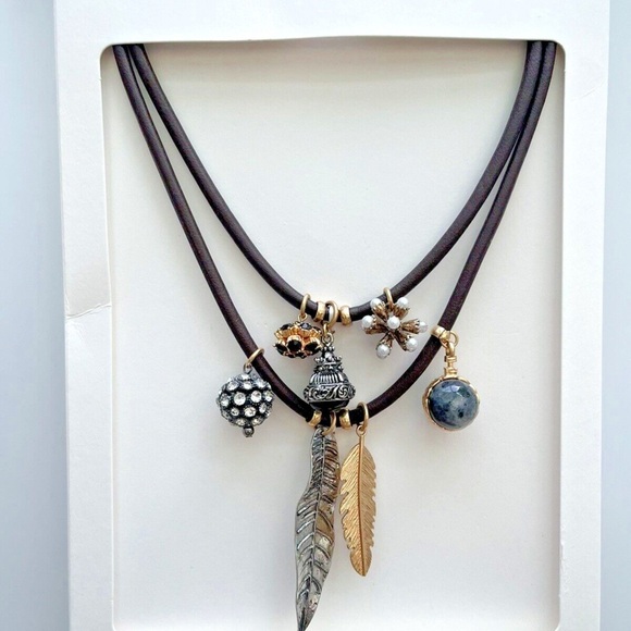 NWT. Zara Pack of two Cord Necklaces  with Charms. - Picture 3 of 7